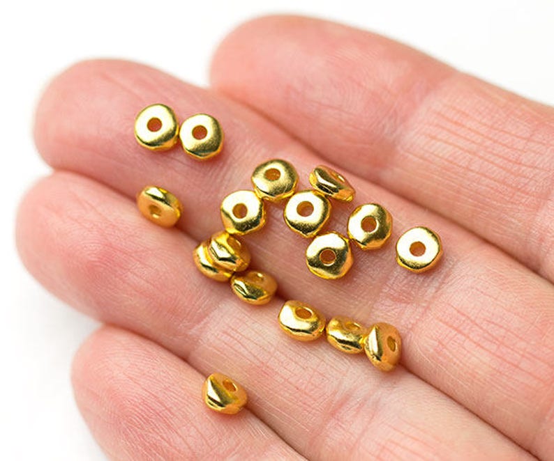 5mm Gold Heishi Beads Heishi Spacers Nugget Beads Gold Etsy