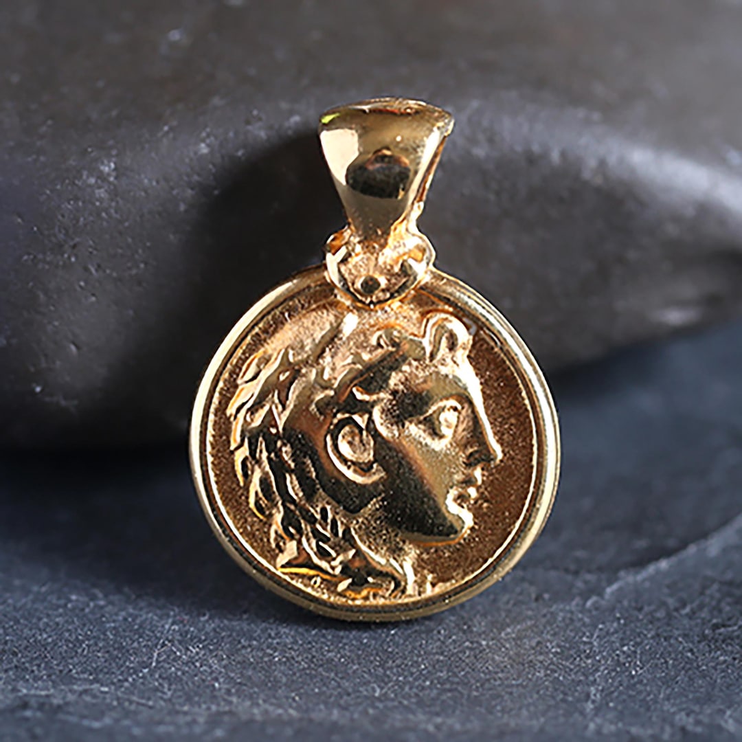 Buy Alexander the Great Gold Coin Pendant, Alexander the Great Pendant With  Bail, 24K Gold Plated, Made in Greece, 20x28 Mm, GP22 Online in India