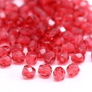 Perlas de vidrio rosa fucsia de 4 mm, perlas de vidrio checas, facetadas, perlas de vidrio rosa pulidas al fuego – CB16