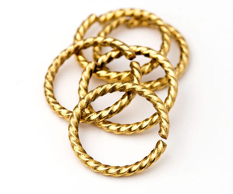 Open Rope Ring Xlarge Gold Twisted Rope Jump Rings, Large Rope Jumprings, Open Jump ...