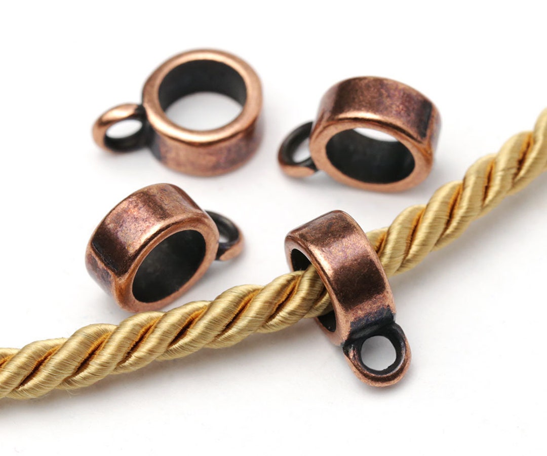 Brass Beads slider for flat leather cord 5mm 1 open loop