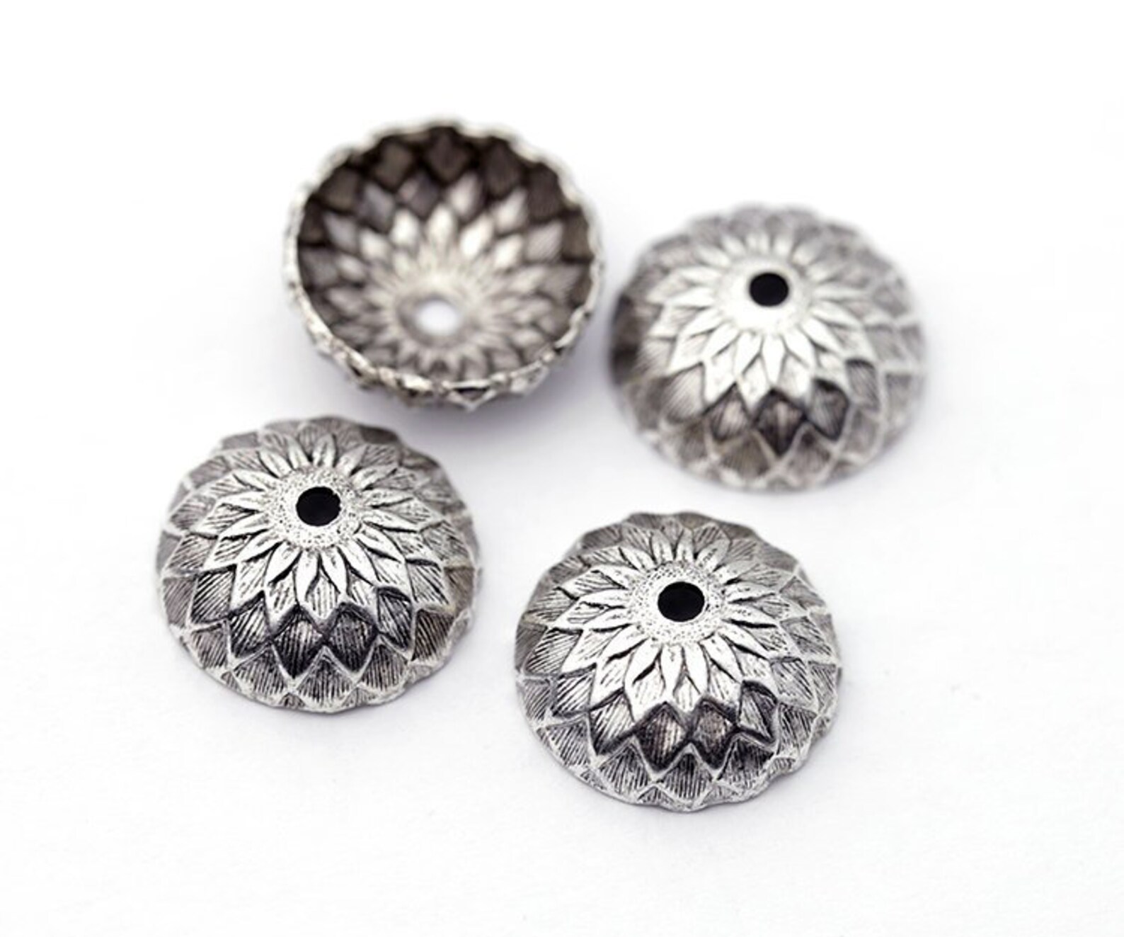 13mm Acorn Bead Caps Large Bead Caps Artisan Silver Etsy