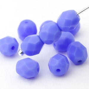 6mm Opak Blaue Tschechische Glasperlen, Facettierte Runde Feuerpolierte Blaue Perlen, Blaue Glas Spacer – CB17