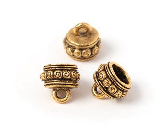 Gold Beaded Swirl Bead Caps, Snail Ornament End Caps, Antique Gold Textured Bead Caps, Made in the USA, 9mm, AB171a