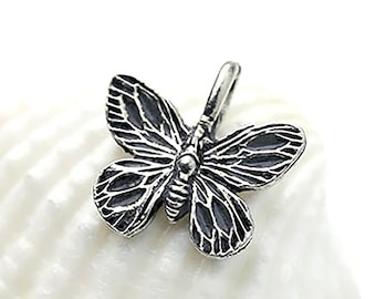Silver Butterfly Charm, Small Butterfly Charm, Finely Detailed, Antique Silver, 15x15mm, Made in the USA