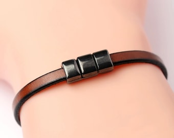 Magnetic Clasp For 5mm Flat Cords, Gunmetal Black 5mm Cord Bracelet Clasp, Zamak Magnetic Clasp, Made in Europe