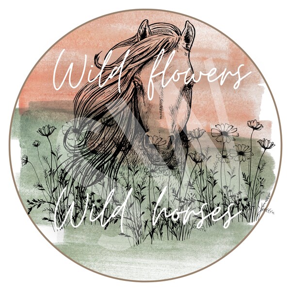 Wild horses, Wild flowers lyric freshie download, digital print, sticker image, coaster printable, cardstock