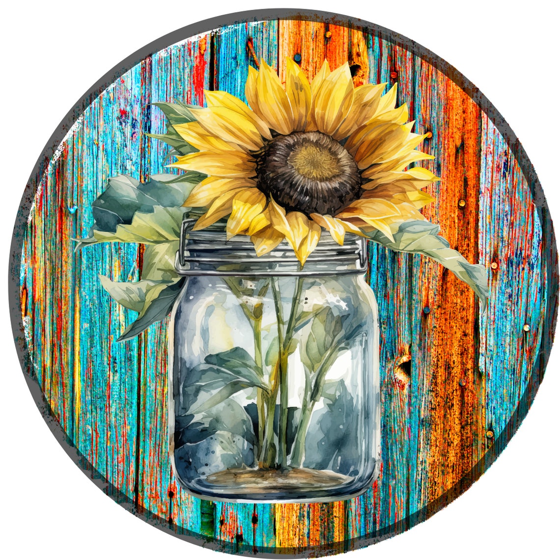 Instant Download Distressed Sunflower in Mason Jar Freshie Cardstock