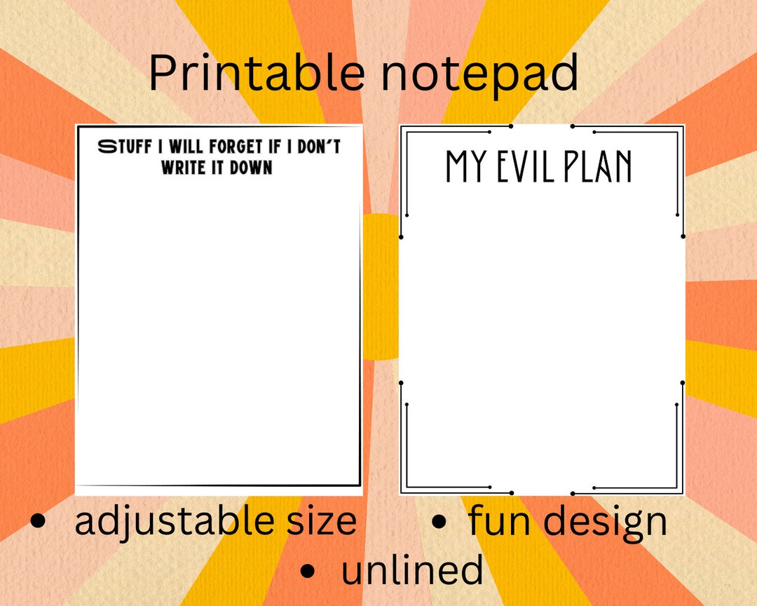 Quirky Sarcastic Fun Downloadable Printable Notepad Etsy