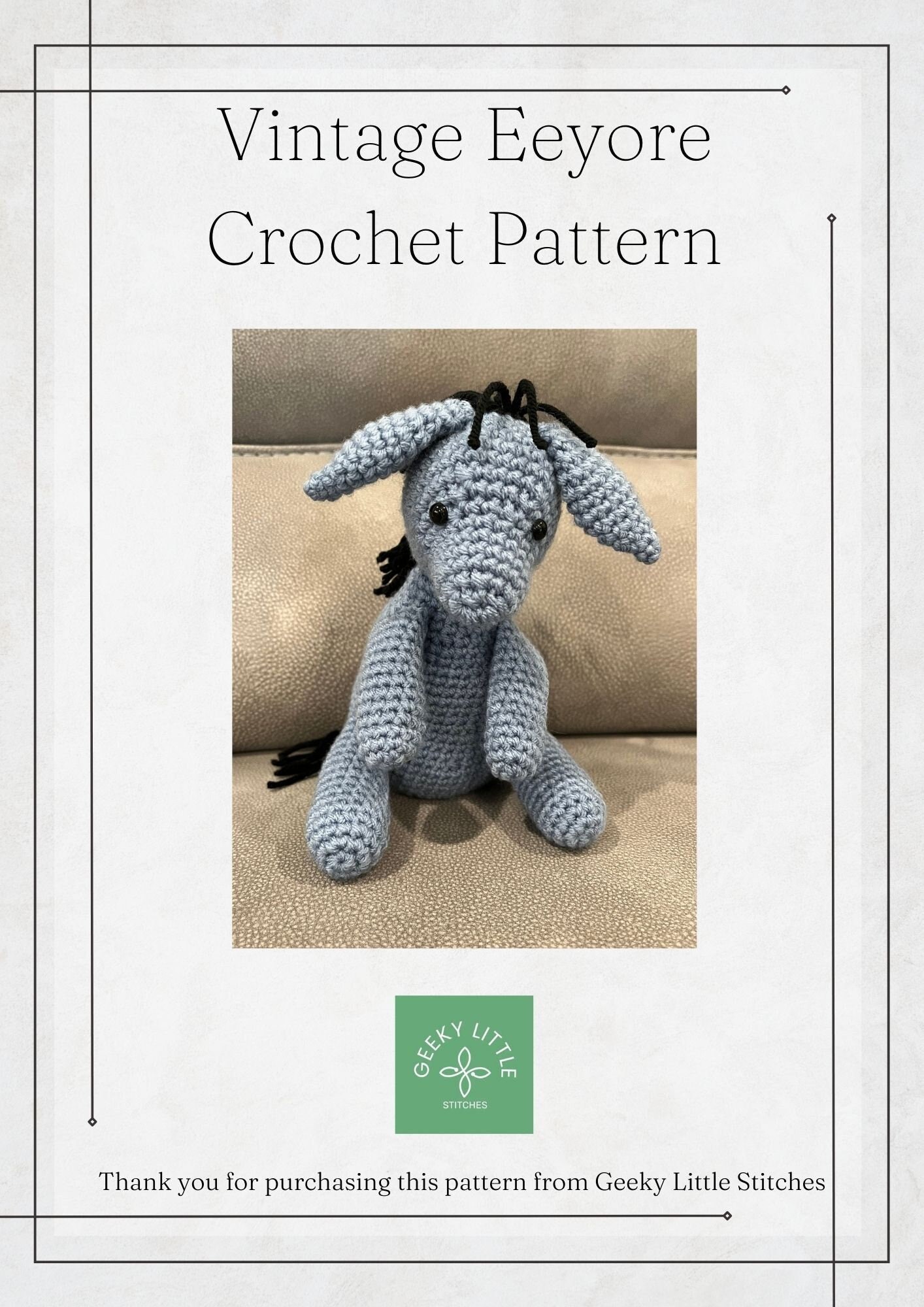 Vintage Eeyore Crochet Pattern