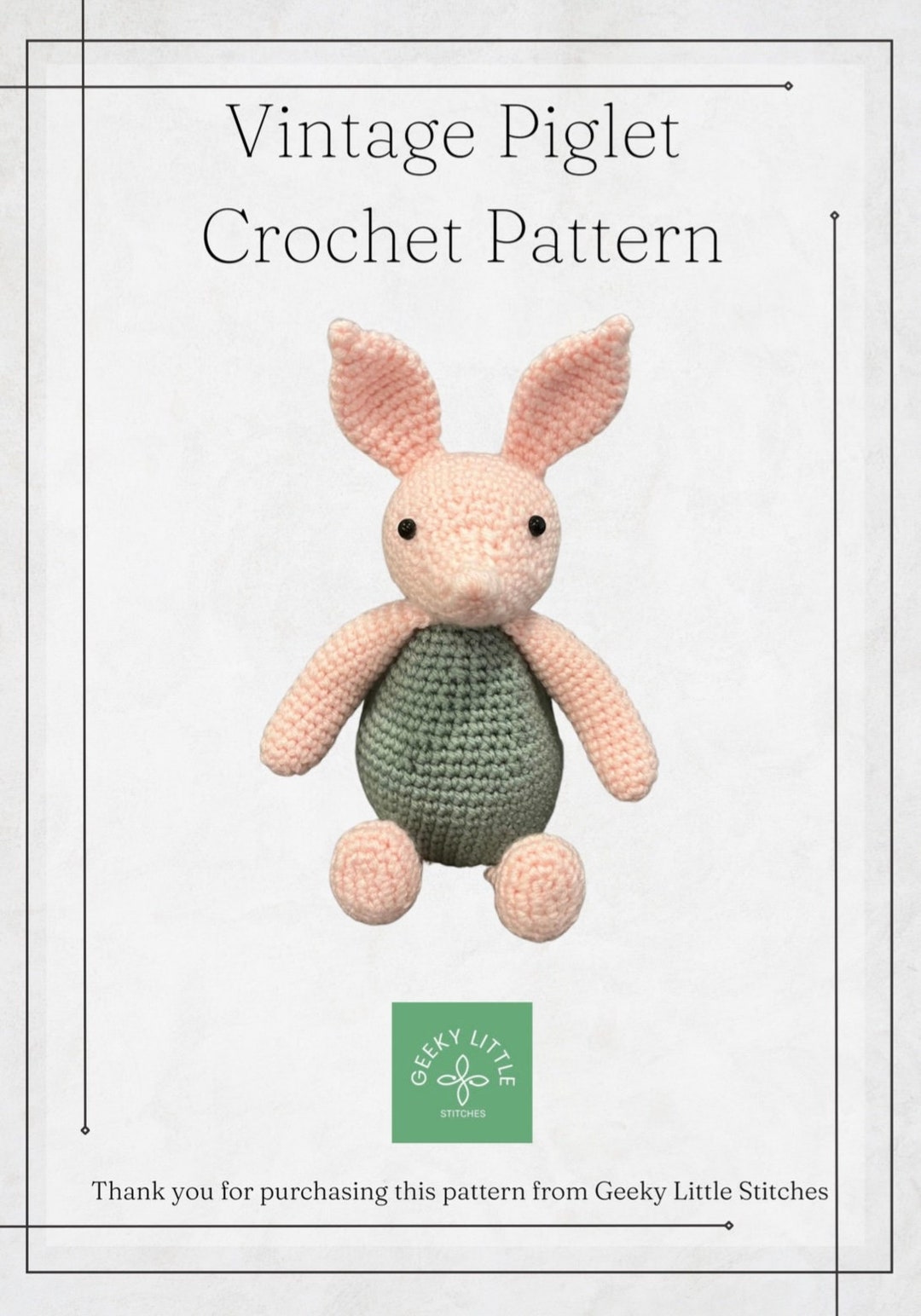 Vintage Piglet Crochet Pattern - Etsy