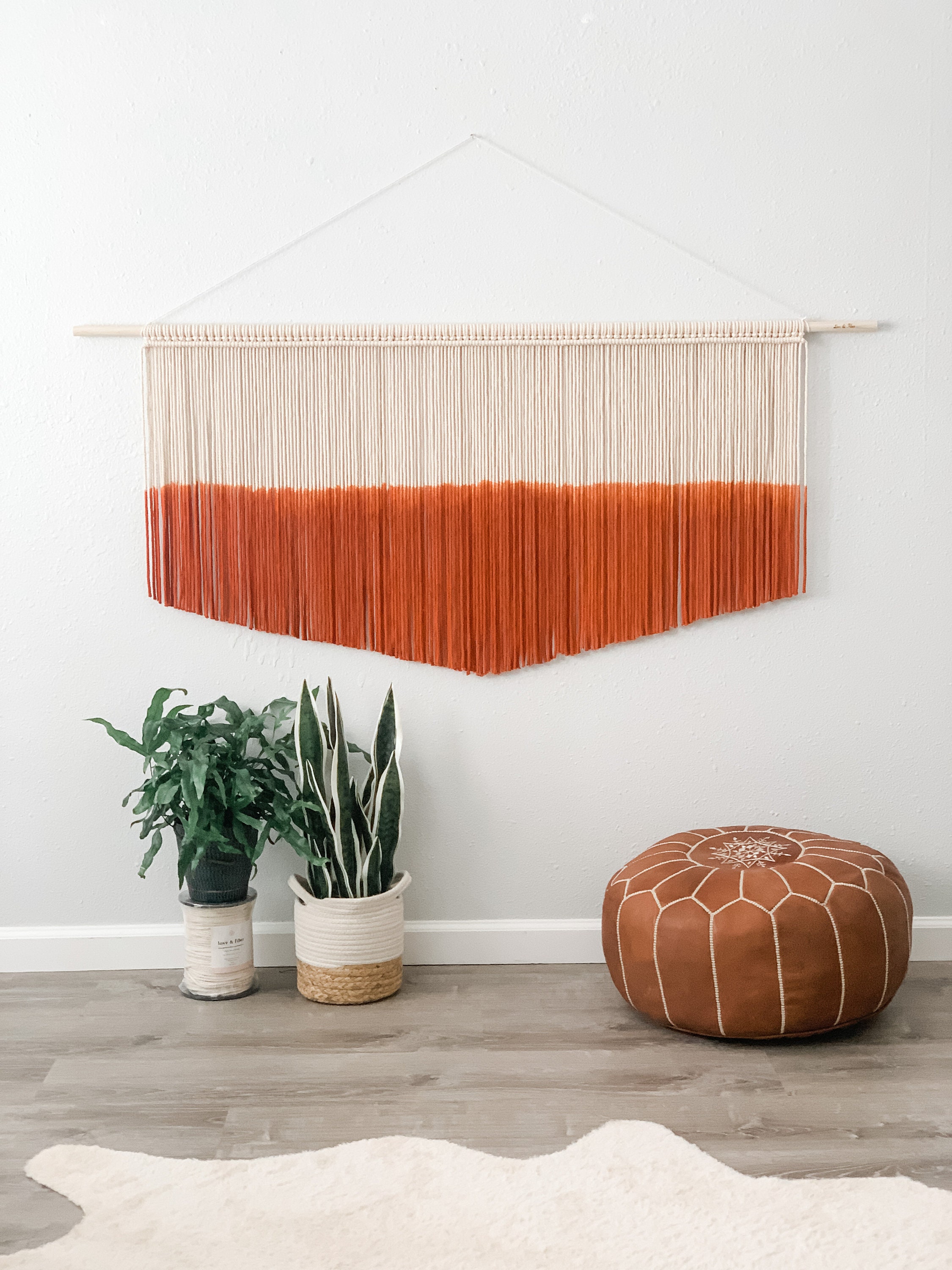 Extra Large Burnt Orange Macrame Wall Hanging / Dyed Woven Etsy