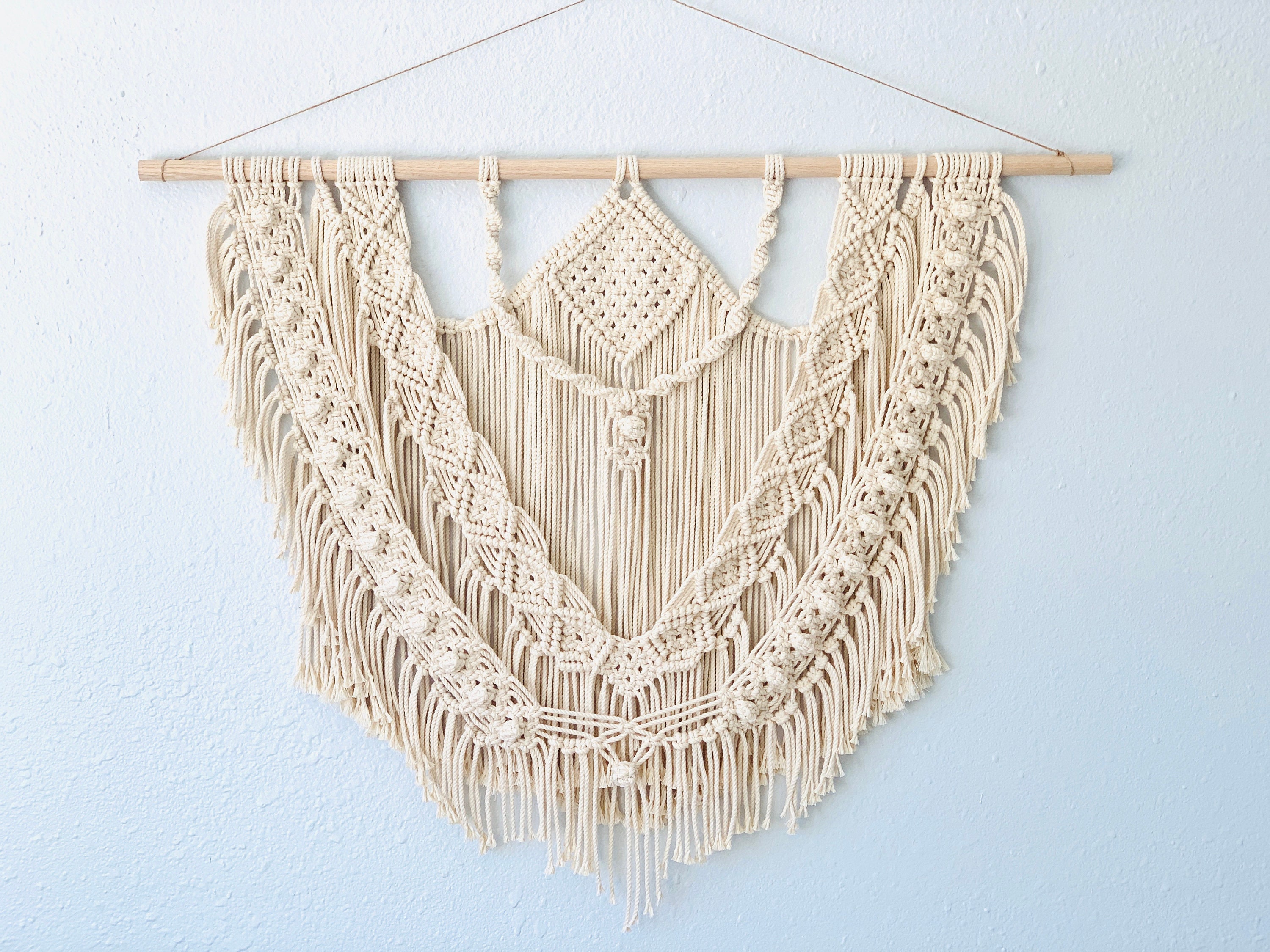 Large Layered Bohemian Macrame Wall Hanging Diamond Macrame Etsy