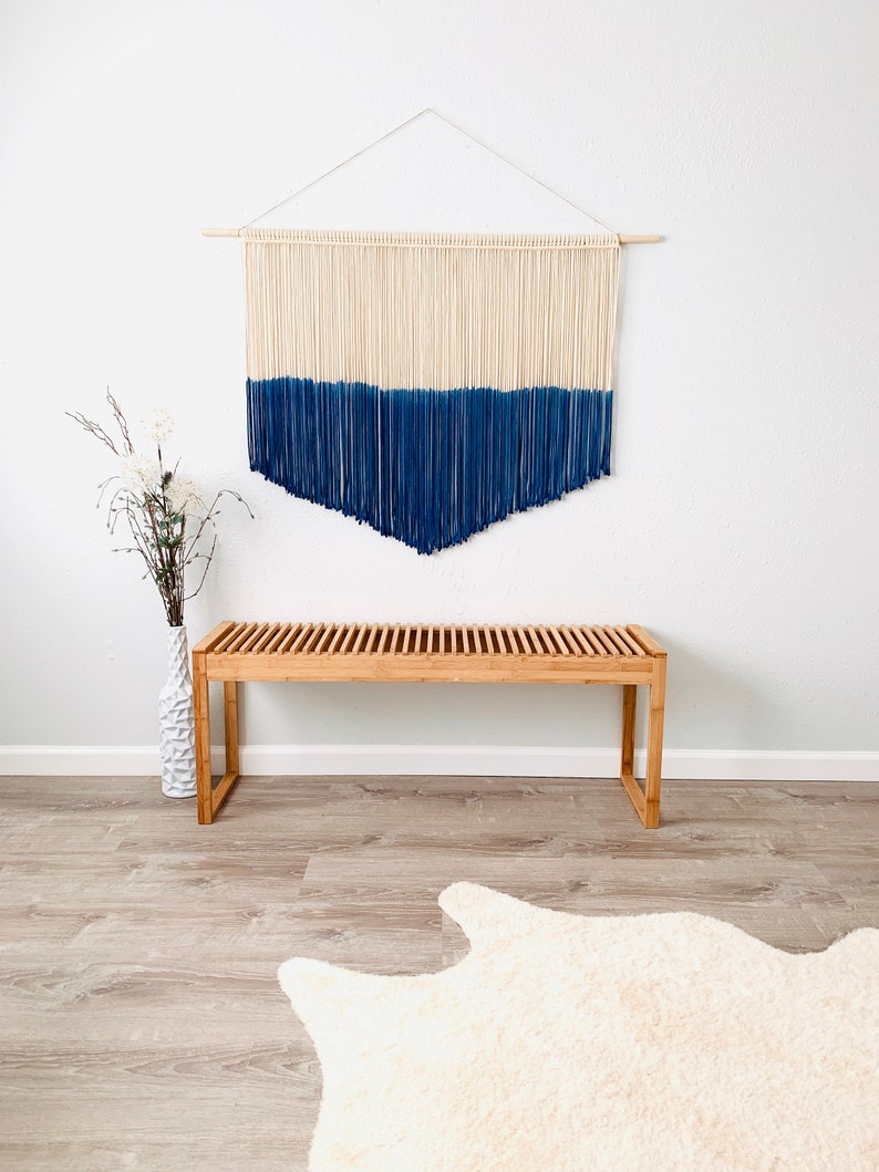 Extra Large Navy Macrame Wall Hanging / Dyed Woven Macrame Etsy