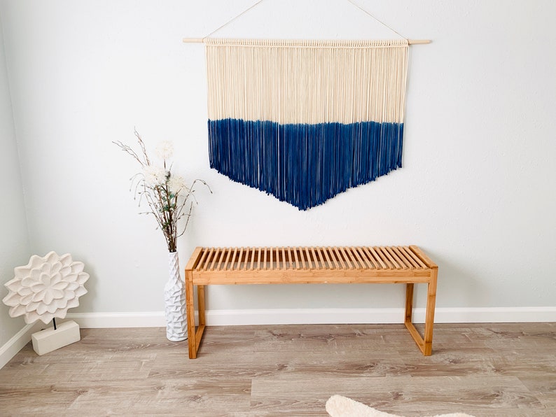 Extra Large Navy Macrame Wall Hanging / Dyed Woven Macrame Etsy