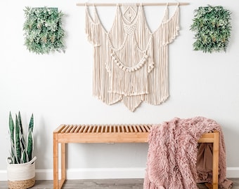 Colgante de pared de Macrame grande / Colgante de pared de Macrame Boho / Decoración de boho / Arte de fibra / Macrame en capas