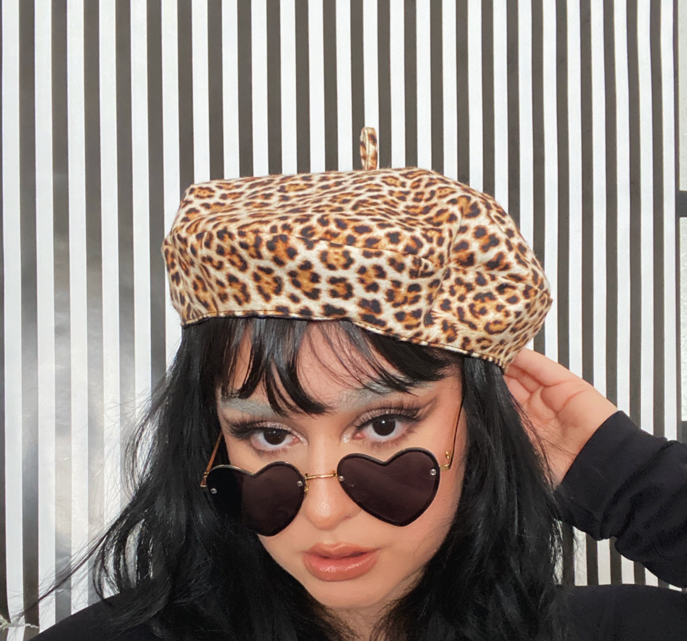 Cheetah Print Beret Hat for Women Vegan 