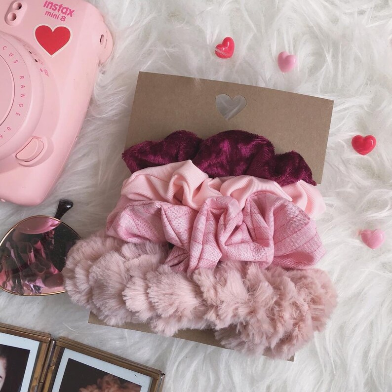 Faux Fur Scrunchie Dusty Pale Rose Pink Fur Scrunchie Faux Fur Accessories Cute Hair tie Pink Faux Fur Pink Scrunchie Kawaii Scrunchie