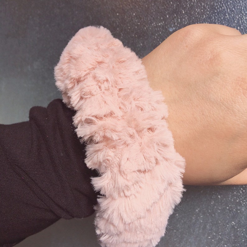 Faux Fur Scrunchie Dusty Pale Rose Pink Fur Scrunchie Faux Fur Accessories Cute Hair tie Pink Faux Fur Pink Scrunchie Kawaii Scrunchie