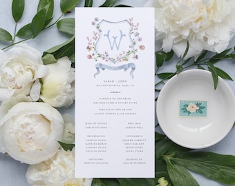 Watercolor Crest Wedding Program