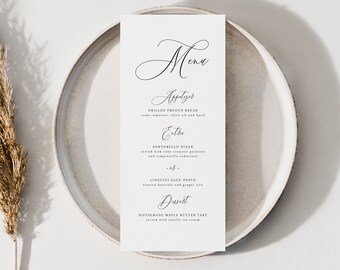 Calligraphy Wedding Menu, Simple Elegant Wedding Menu, Handwritten Wedding Menu