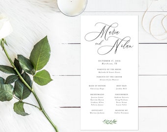Elegant Wedding Program, Olive Branch Wedding Program, Formal Program
