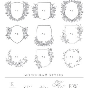 Wedding Crest, Printed Wedding Invitation, Traditional, Elegant, Simple, Custom, Formal, Script, Calligraphy, Monogram, Initials image 2