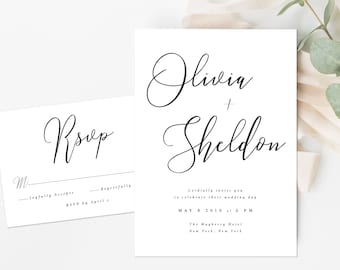 Formal Wedding Invitation, Messy Script Wedding Invitation, Whimsical Wedding Invitation, Handwritten Script