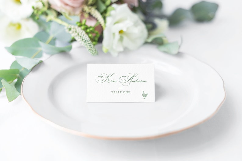 PRINTED Formal Wedding Name Cards, Wedding Place Cards, Escort Cards, Traditional place card, Romantic Name Card image 1