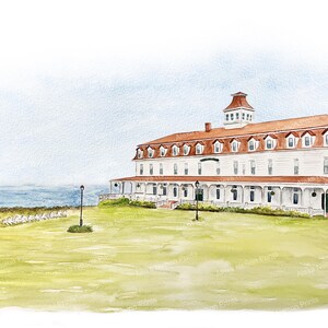 Spring House Hotel Watercolor Drawing, Wedding Venue, Block Island, New Shoreham, RI, Rhode Island, Watercolor Venue, Digital Download
