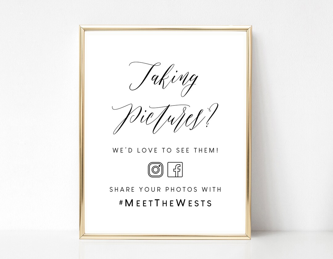 Wedding Photos Sign, Social Media Sign, Wedding Picture Sign, Reception ...