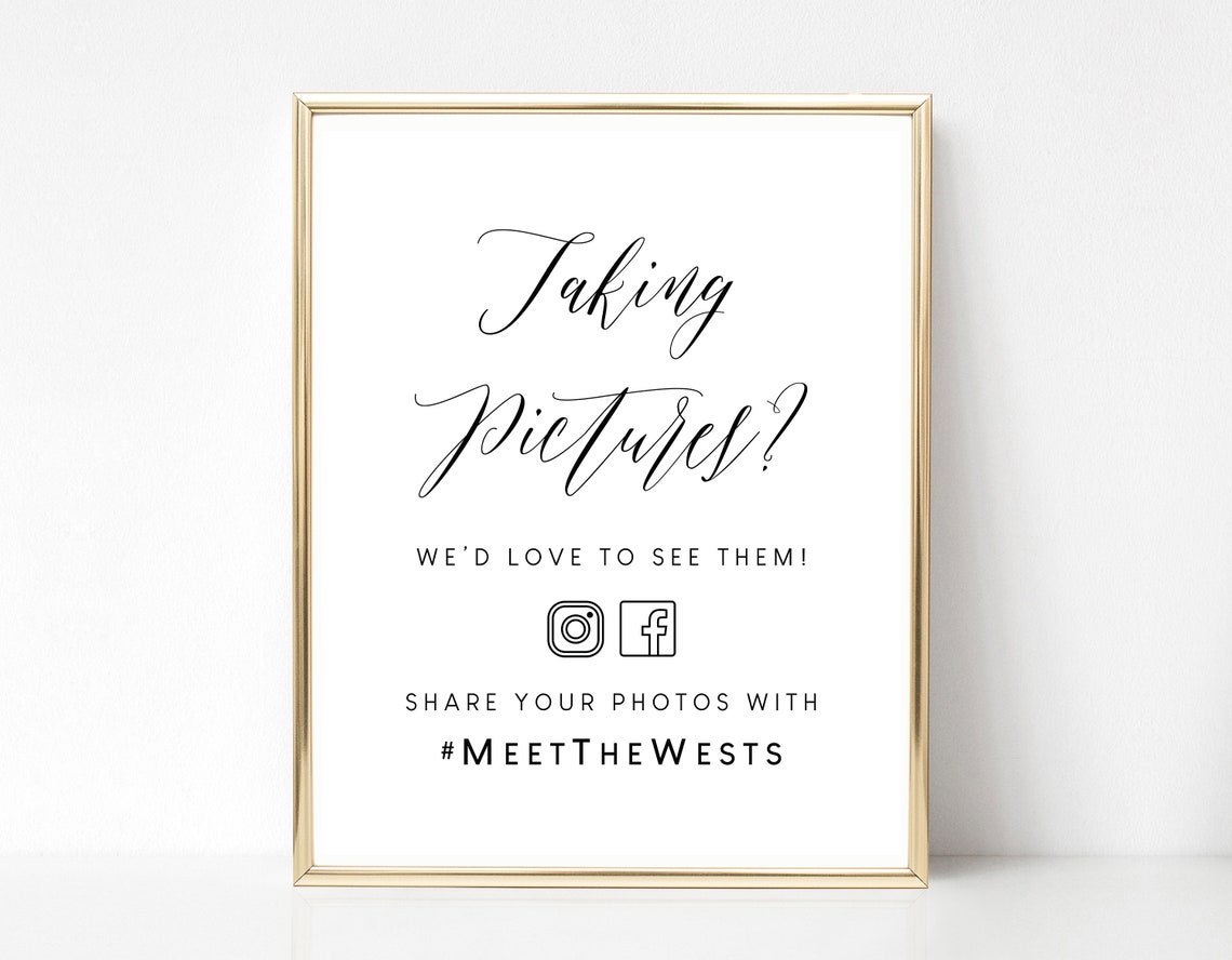 Wedding Photos Sign Social Media Sign Wedding Picture Sign - Etsy