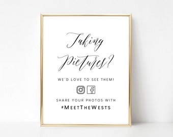 Wedding Photos Sign, Social Media Sign, Wedding Picture Sign, Reception Signs