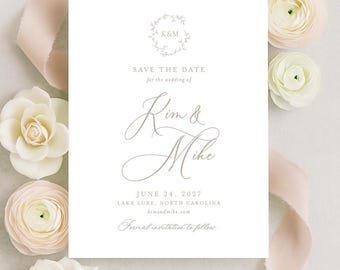 PRINTED Save the Date, Timeless, Elegant