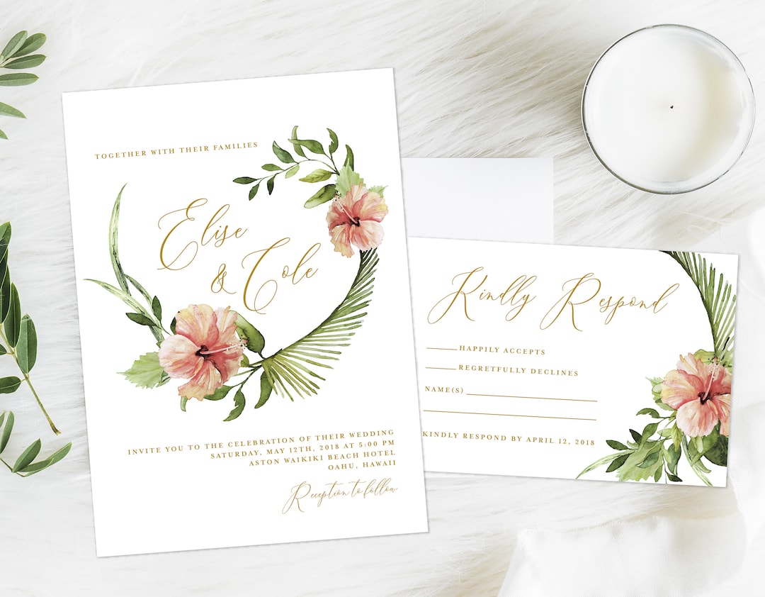 Elegant Tropical Wedding Invitation Classic Tropical Wedding - Etsy