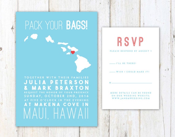 Hawaii Wedding Invitation Destination Wedding Invitation Etsy