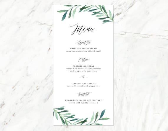 Matrimonio Menu Menu Di Nozze Nel Verde Menu Di Nozze Etsy