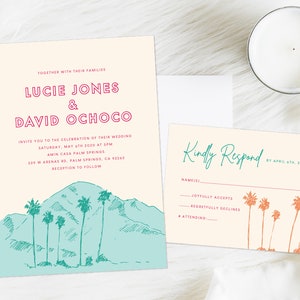 Palm Springs Wedding Invitation, California Wedding Invitation, Palm Trees Invite, Arizona Wedding Invite