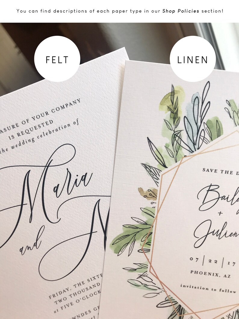 Wedding Invitation Suite Monogram Invitation Modern Handwritten Script Invitation Grey Leaf Outline Wedding Invitation