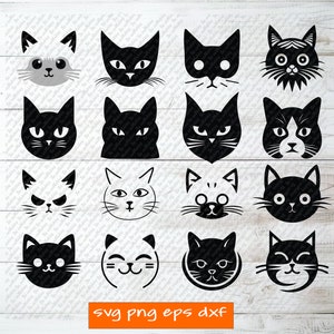 Cat svg Cat face svg, cat bundle svg, cat clipart for cricut and silhouette files cat silhouette face cute cat svg svg head cat ears