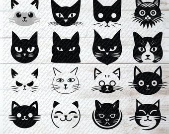 Cat svg Cat face svg, cat bundle svg, cat clipart for cricut and silhouette files cat silhouette face cute cat svg svg head cat ears