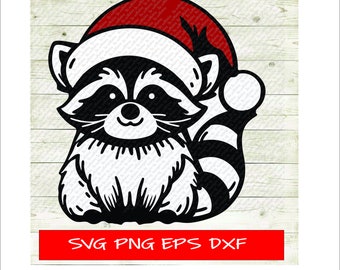 Christmas Raccoon Santa Hat SVG: Vector Cut File (Digital Download)