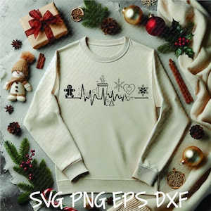 Julhjärtslag, sjuksköterska hjärtslag svg, jul svg, klippfil, jultröja, vintersemester svg, pepparkakssnöflinga svg