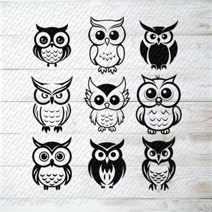 Hibou Svg hibou visages svg oiseau svg hiboux svg hibou fichiers chouette bundle visages en SVG PNG DXF eps