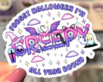Pastel Goth Halloween Sticker | Spooky Laptop Decal