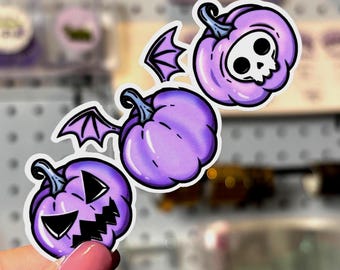 Pastel Goth Halloween Sticker | Spooky Purple Pumpkin Decal