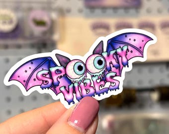 Pastel Goth Halloween Sticker | Spooky Vibes Bat Design