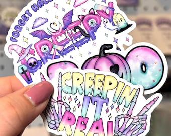 Pastel Goth Halloween Sticker Pack | Spooky Creepy Weatherproof Vinyl Stickers