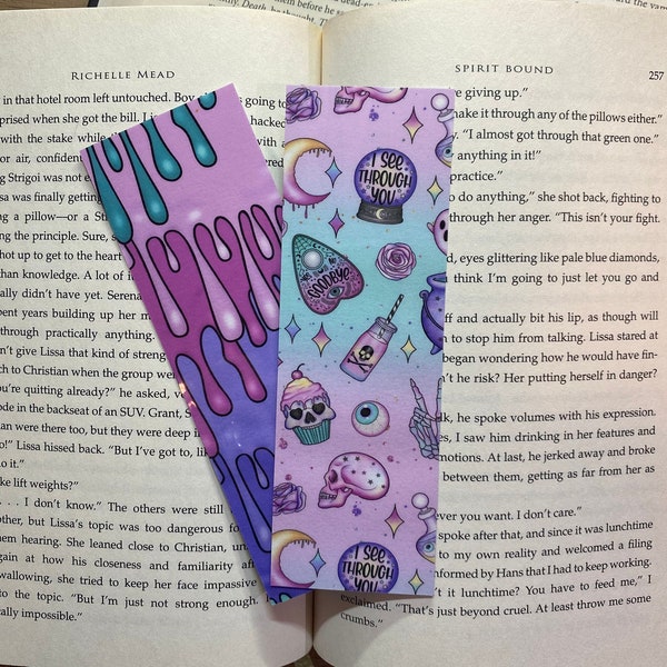 Spooky Cute Pastel Goth Witch Bookmark | Halloween Season Bookmarks, Cute Ghost, Bibliophile Gift, Boo Basket Gift, Witchy Mystical Bookmark