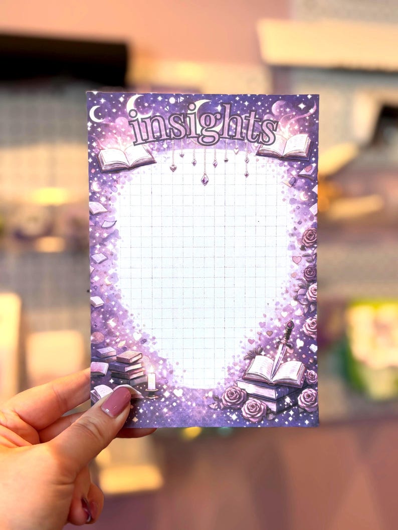 Bookish Notepad Set of 4 | Enchanted Library Stationery | 5x7 Grid ...